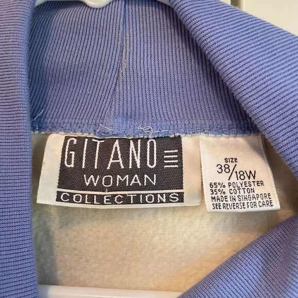 Gitano Woman Collections Sweater 18W 80s Blue Patterned Aztec Mirror Button - Picture 6 of 9